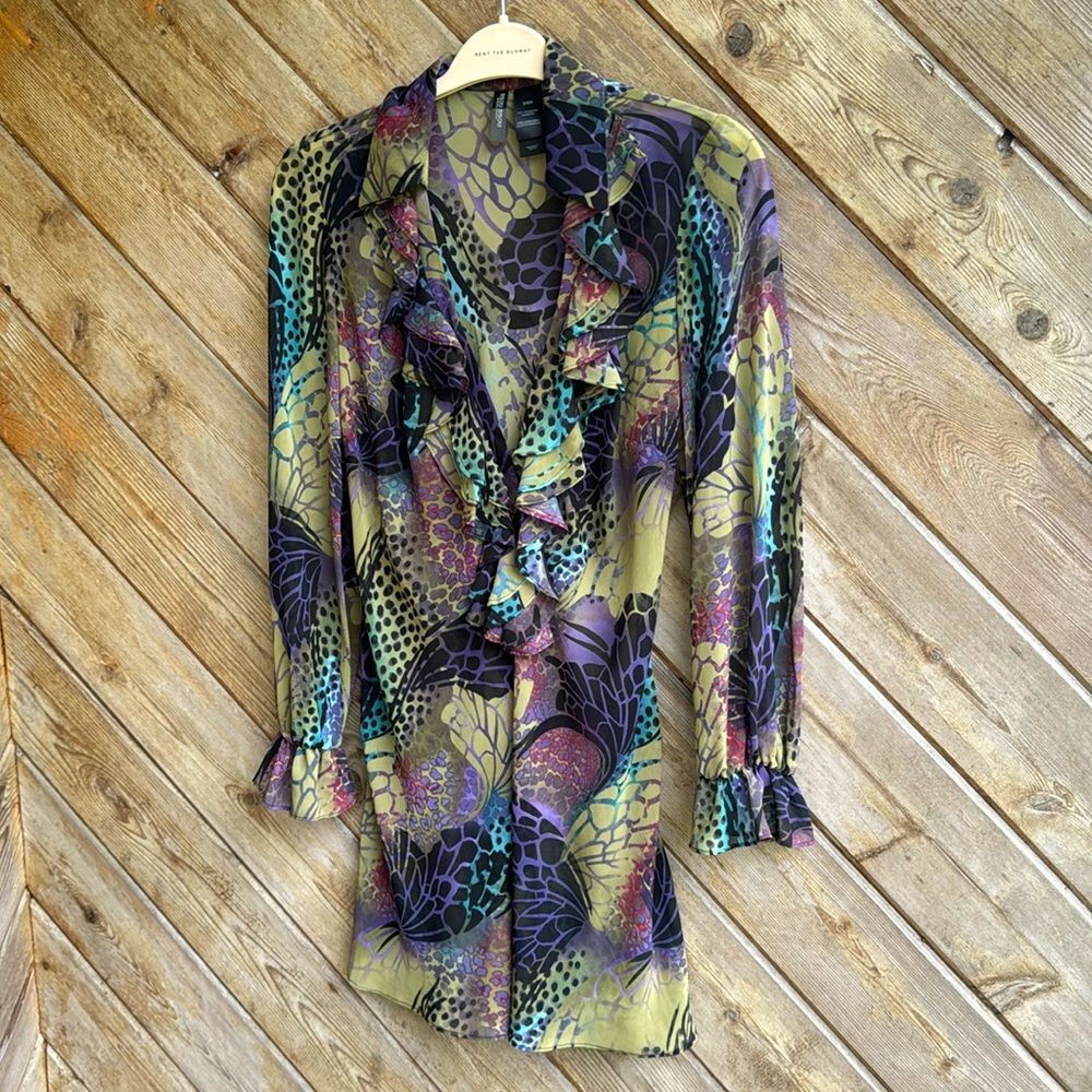 Bisou bisou sheer floral butterfly dress size small